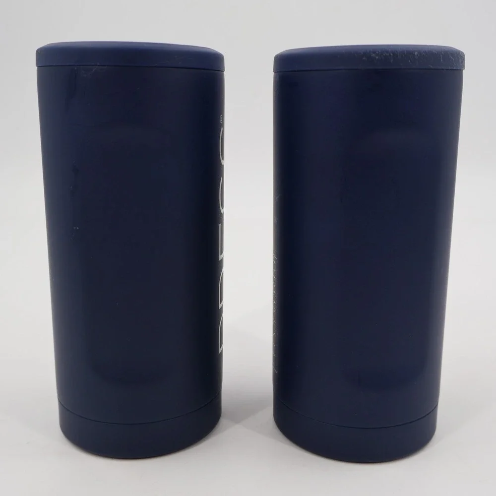 BruMate Hopsulator Slim Can Cooler Set 2 Navy Blue 12oz PRESS Seltzer Insulated